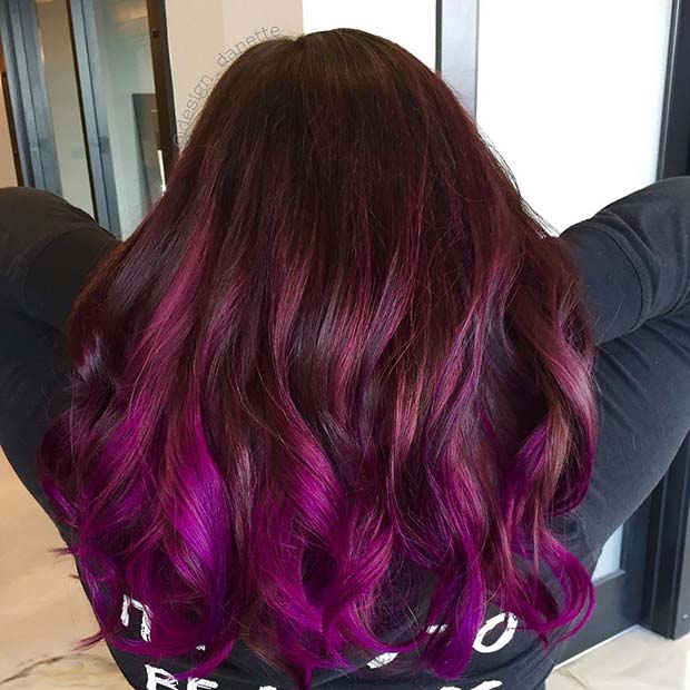 Burgundy Hair with Purple Tips