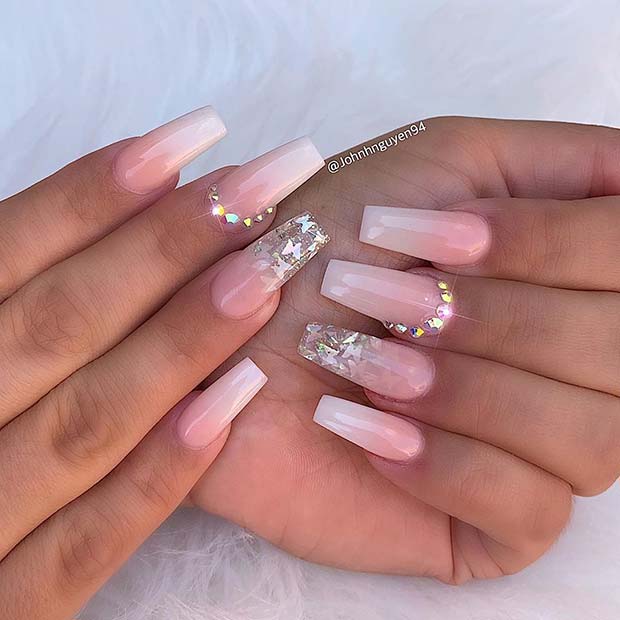 Elegant Ombre Nails with Butterflies