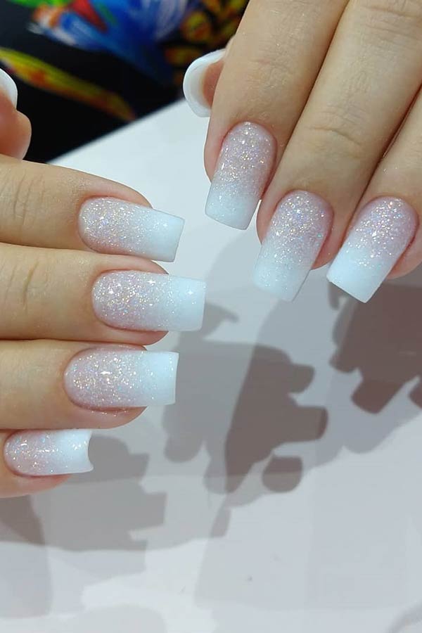 Glittery French Ombre Nails