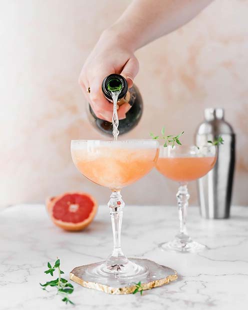 Grapefruit and Thyme Champagne Cocktail