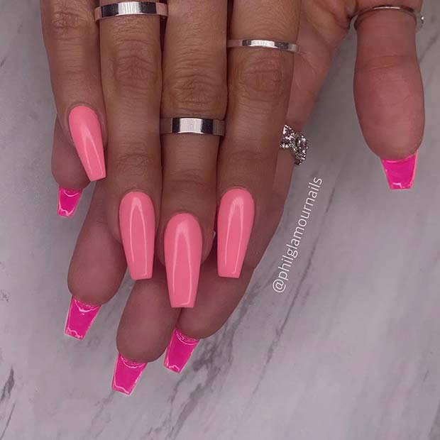Light Pink Nails with Dark Pink Backs