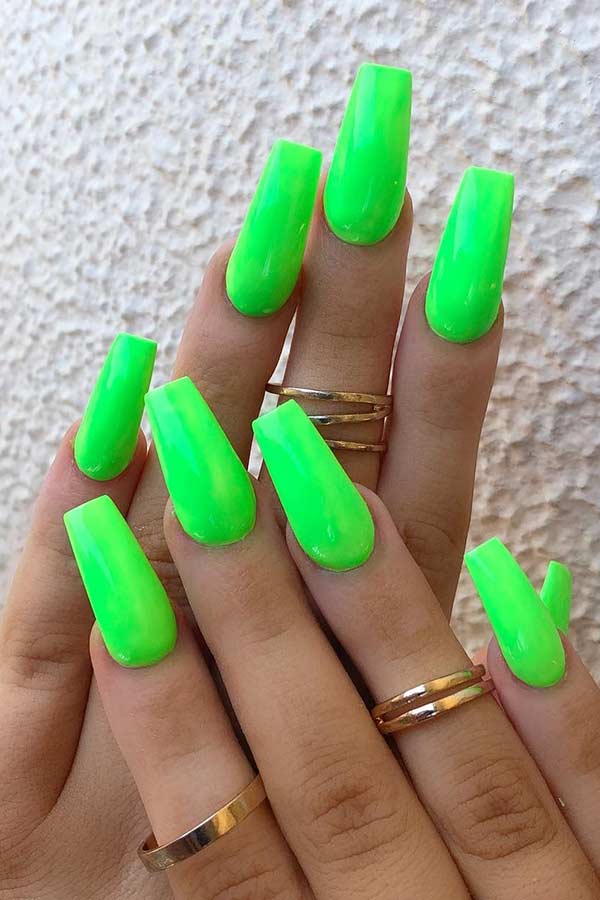 Simple Neon Green Nails