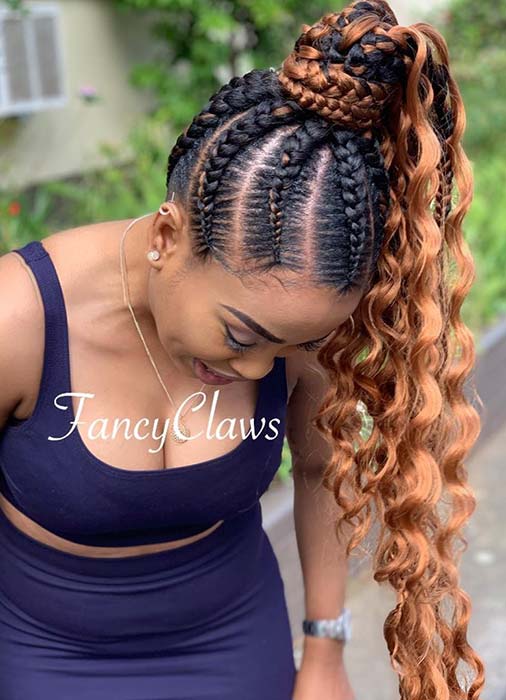 Braided Ponytail with Loose Curls