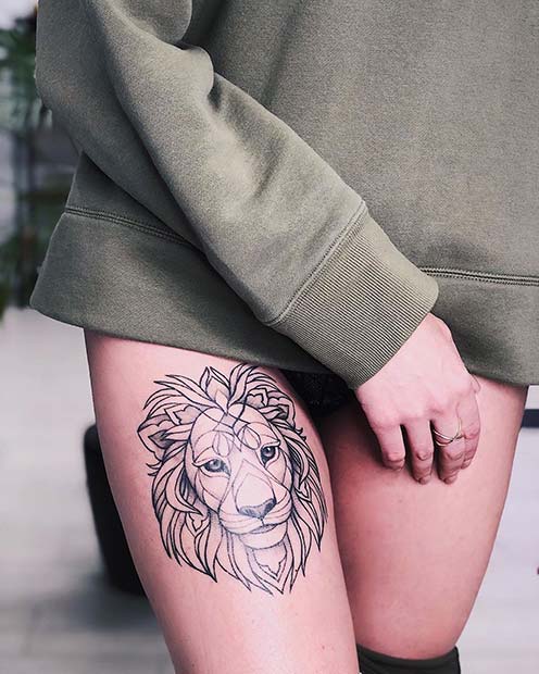 Amazing Lion Tattoo Design for Women
