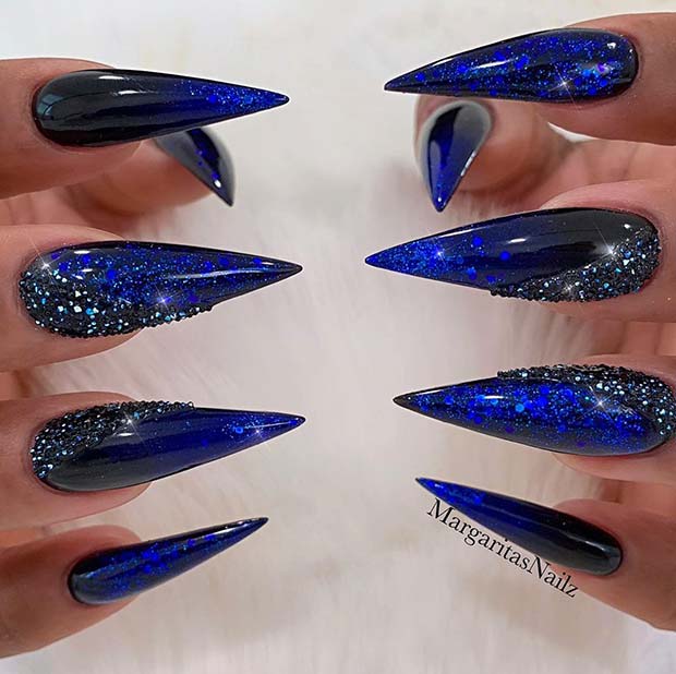 Black and Blue Ombre with Sparkle