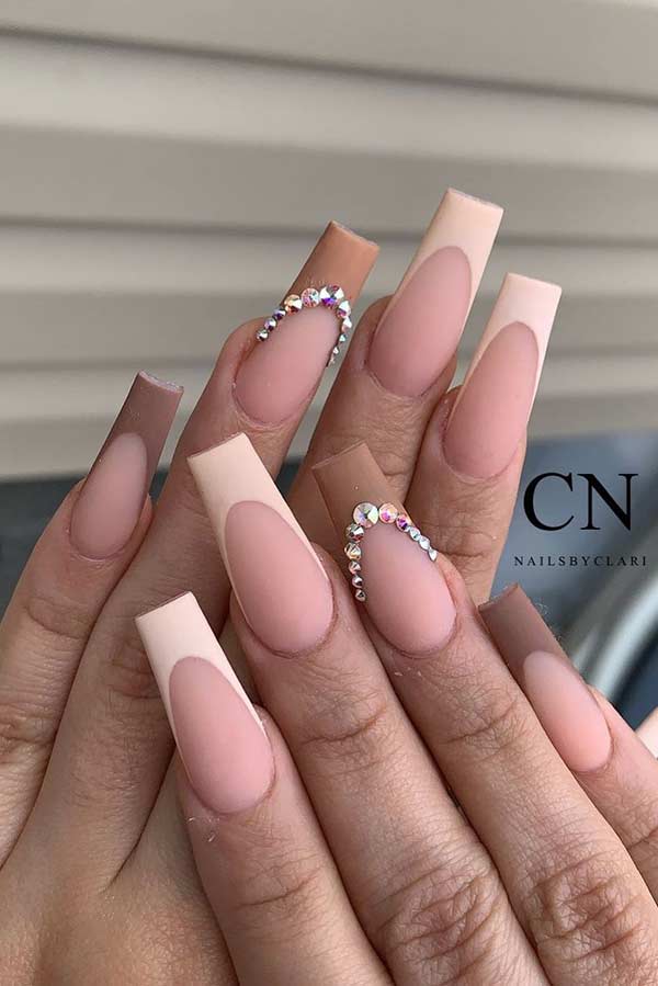 Elegant Nails with Matte Nude Tips
