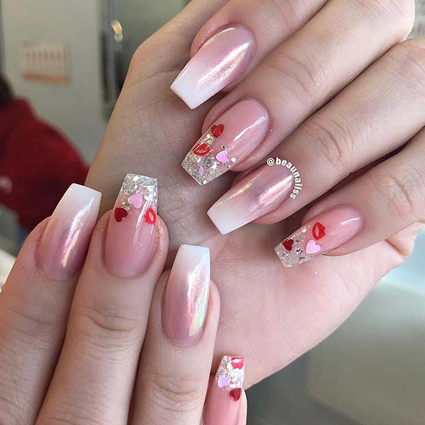 French Ombre Nails for Valentine's Day
