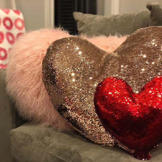 Glitzy Heart Cushions