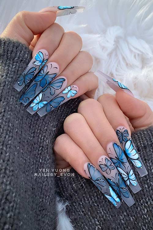 Long Matte Butterfly Nails