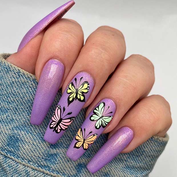Long Purple Nails for Spring