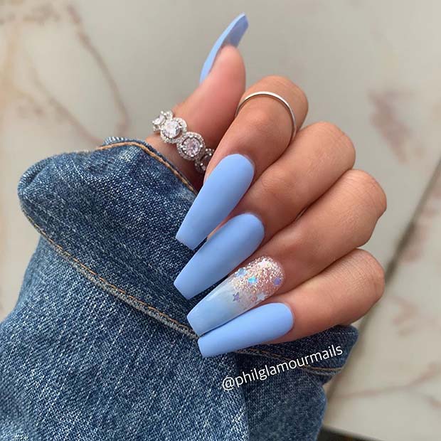 Matte Light Blue Nails