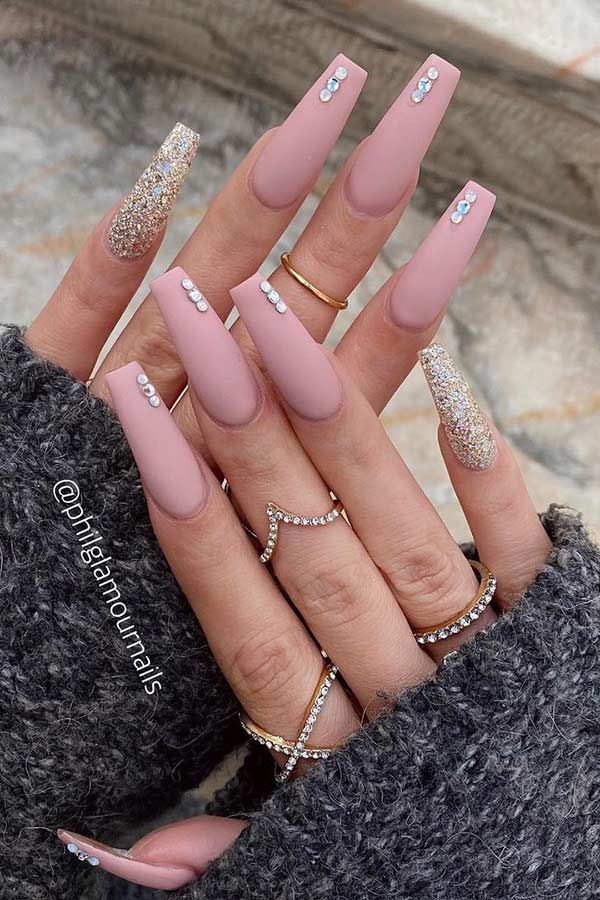 Matte Nude Coffin Nails
