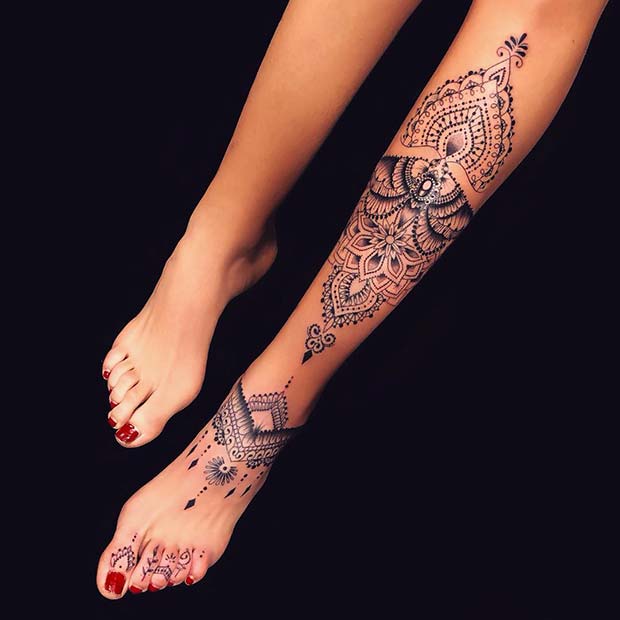 Patterned Leg Tattoo