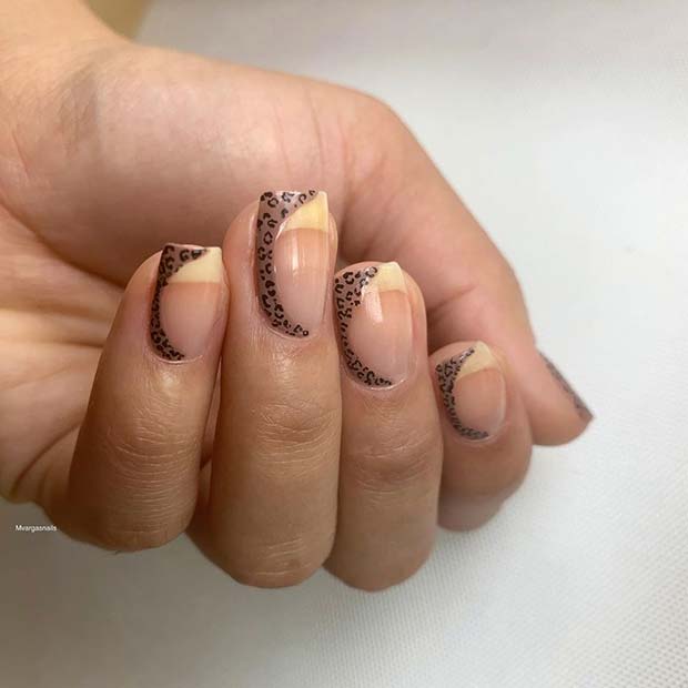 Wild Leopard Mani with Nude Tips