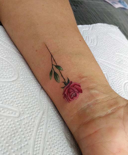 Beautiful Pink Rose Tattoo