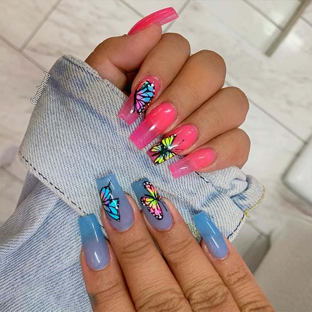 Colorful Butterfly Jelly Nails