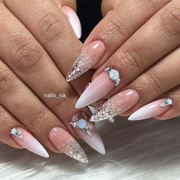 Glam Stiletto Nails for a Wedding