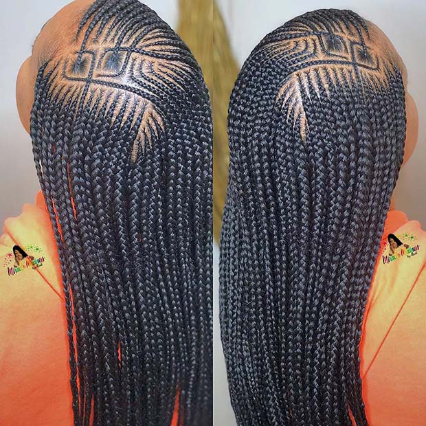 Long African Feed in Braids