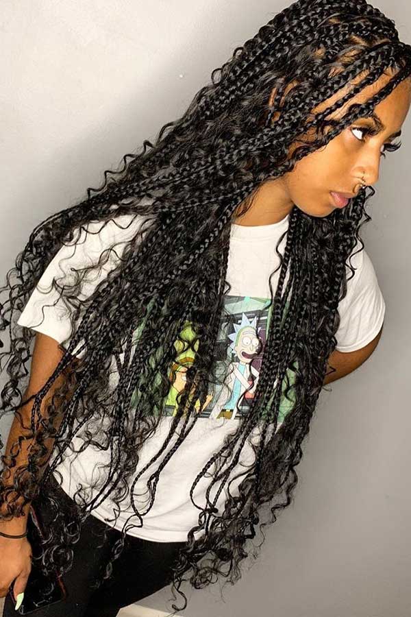 Long Box Braids with Lots of Curls