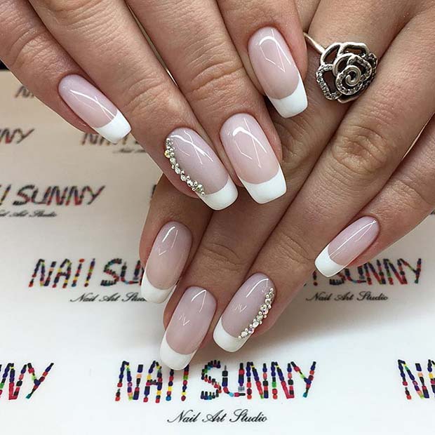 Neutral Nails with White Tips