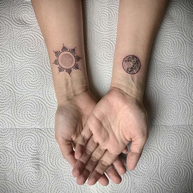 Patterned Sun and Realistic Moon