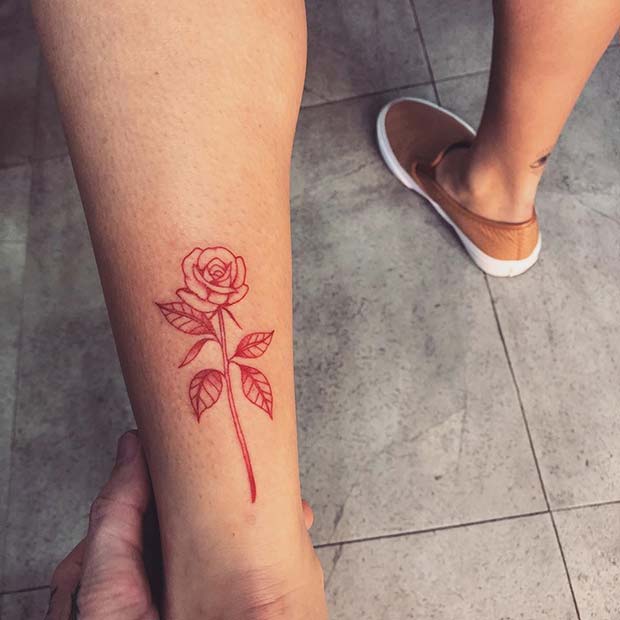 Red Ink Rose Tattoo 