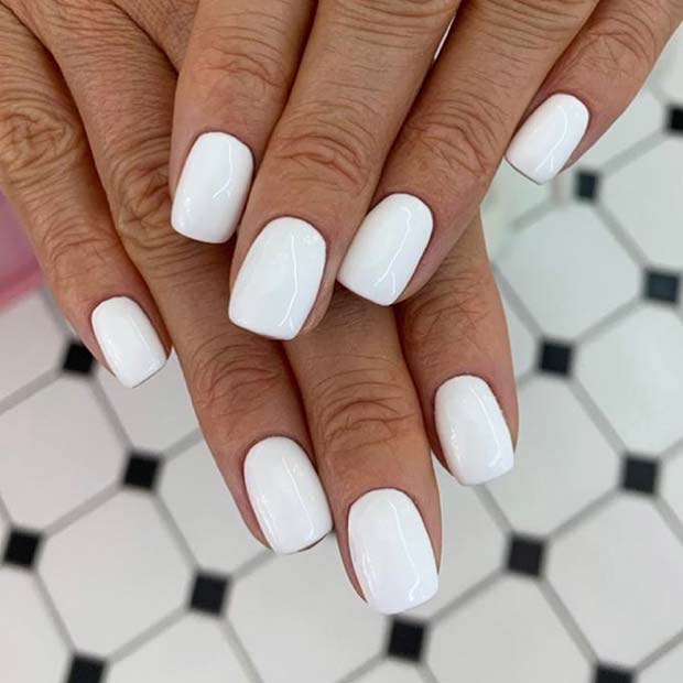 Simple White Short Nails