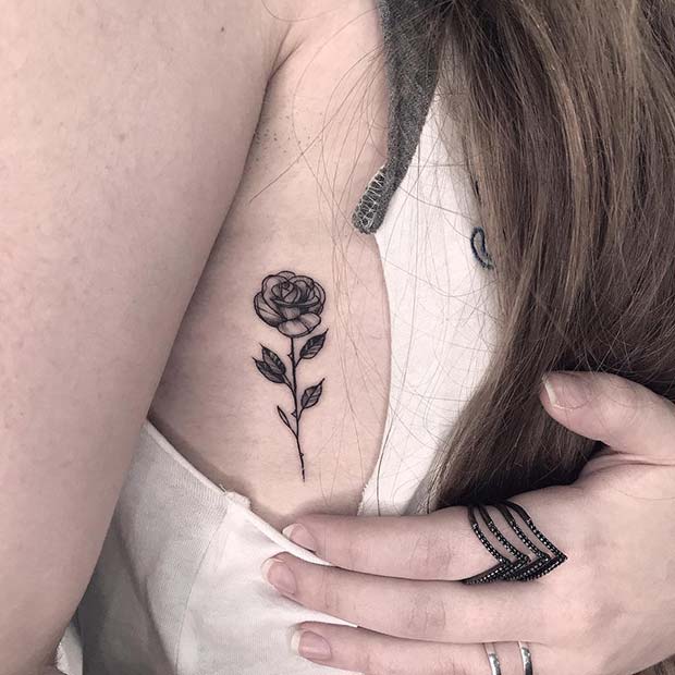 Small Single Rose Tattoo