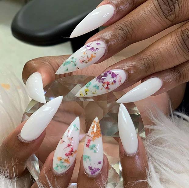 Stunning Stiletto Nails with Flowers