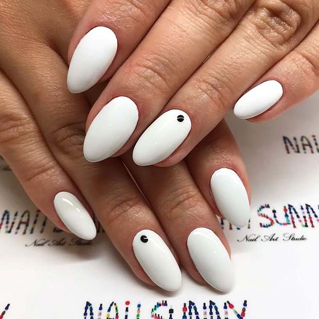 White Nails with Black Dots