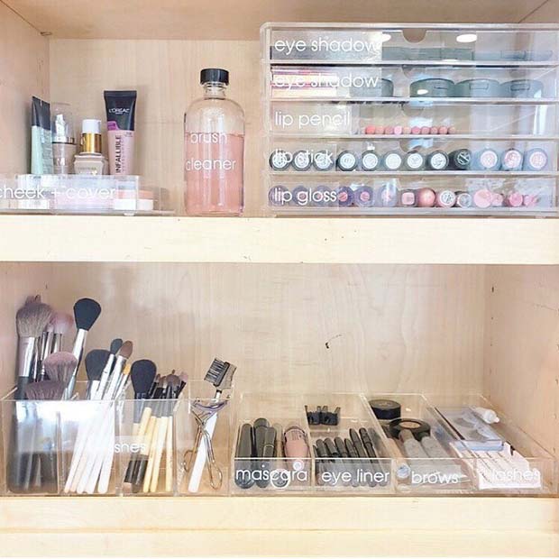 Labelled Makeup Shelves