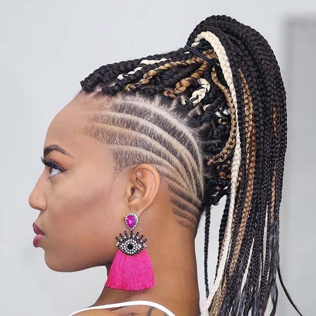 Multi Tone Braids with a Shaved Section