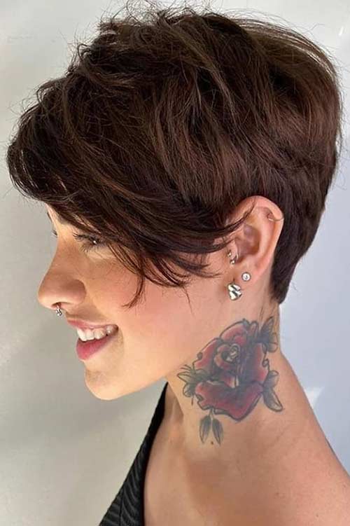 Pixie Cut with Long Side Bangs