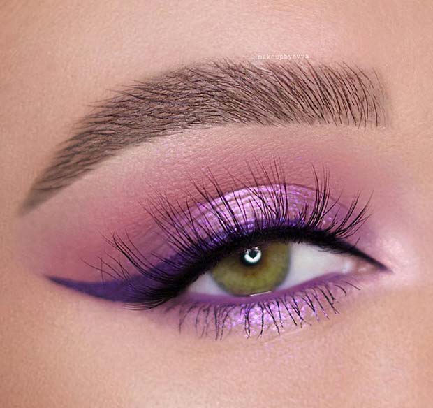Pretty Purple Prom Makeup for Green Eyes