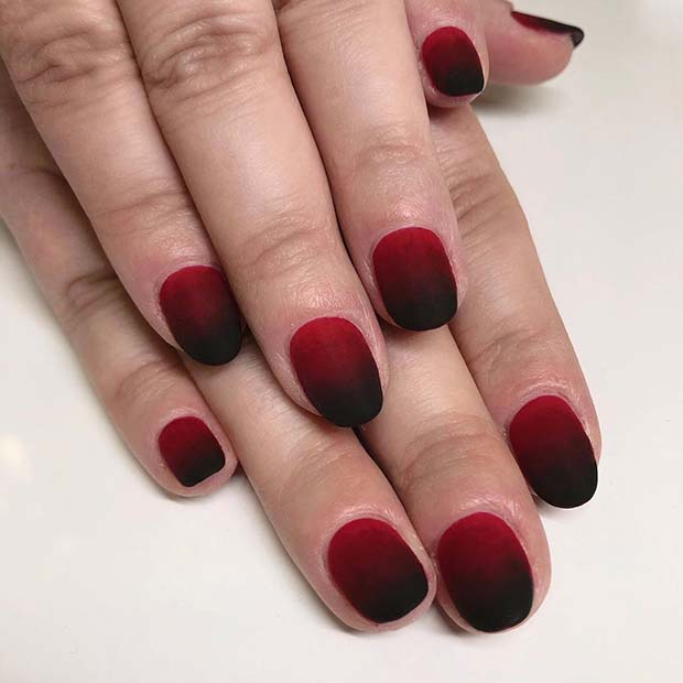 Short Red and Black Nails