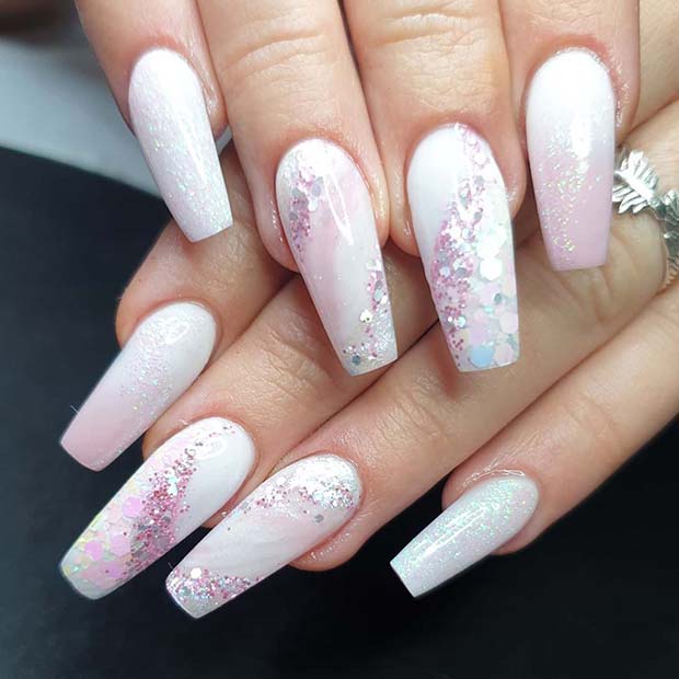Soft Pink and White Nail Design