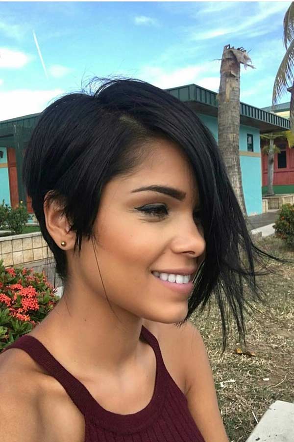 Trendy Short Haircut with Long Side Bangs