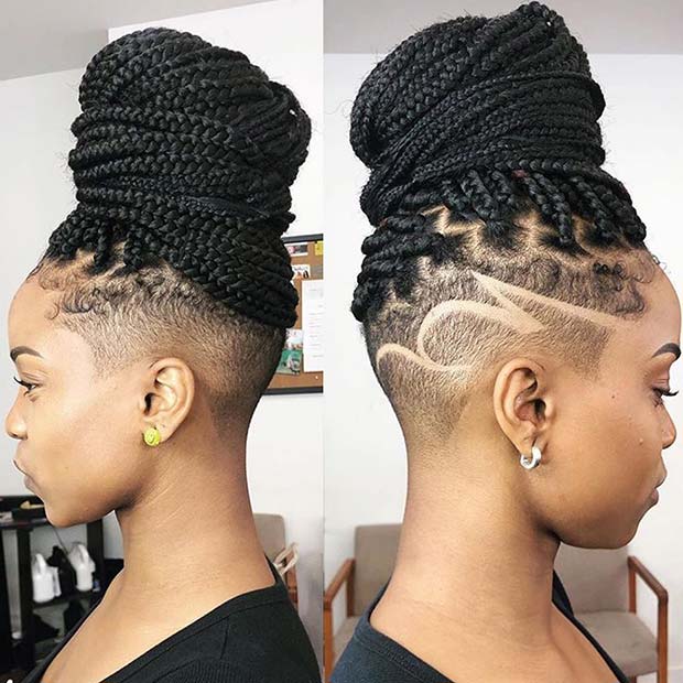 Braided Bun with Shaved Sides 