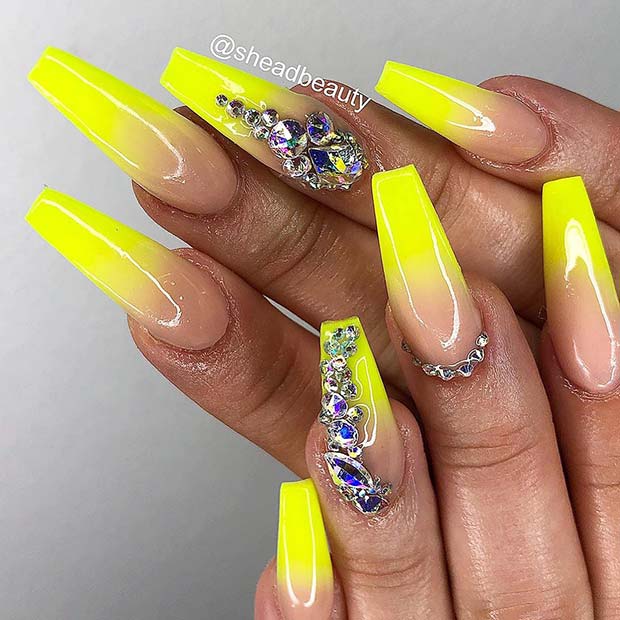 Bold Yellow Ombre Nails