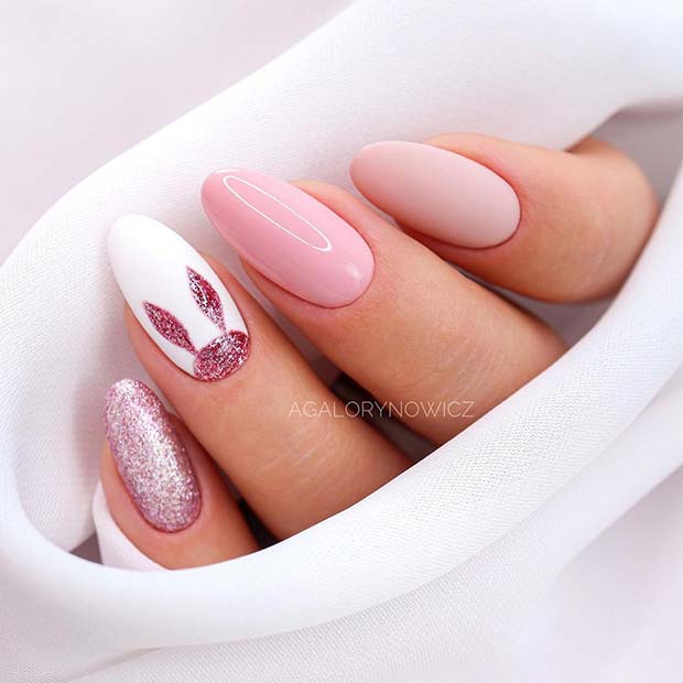 Cute Pink Bunny Nail Design