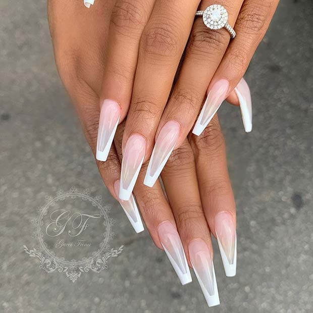 Clear Nails with White Tips
