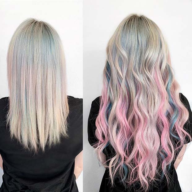Pastel Pink and Blue with Blonde