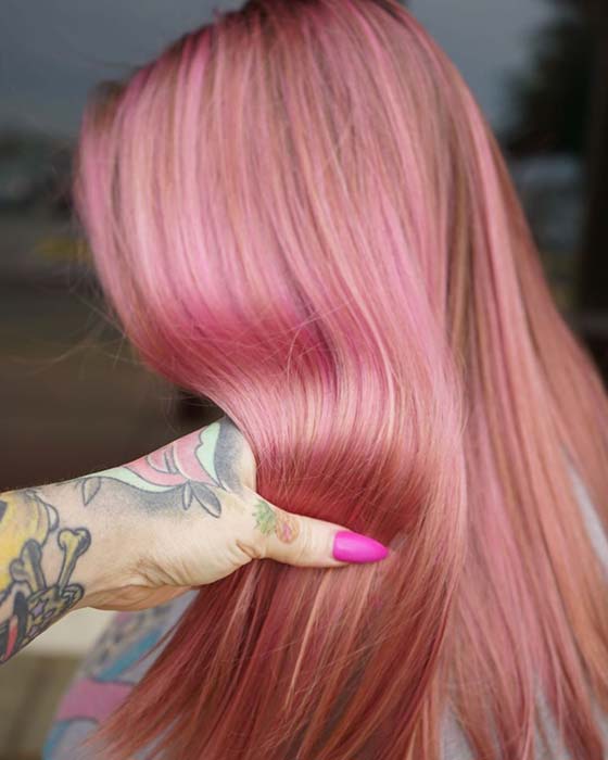 Pastel Pink and Peach Hair Color Idea