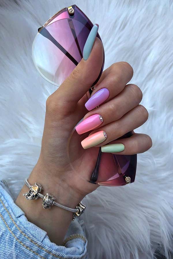 Pastel Rainbow Nails for Spring
