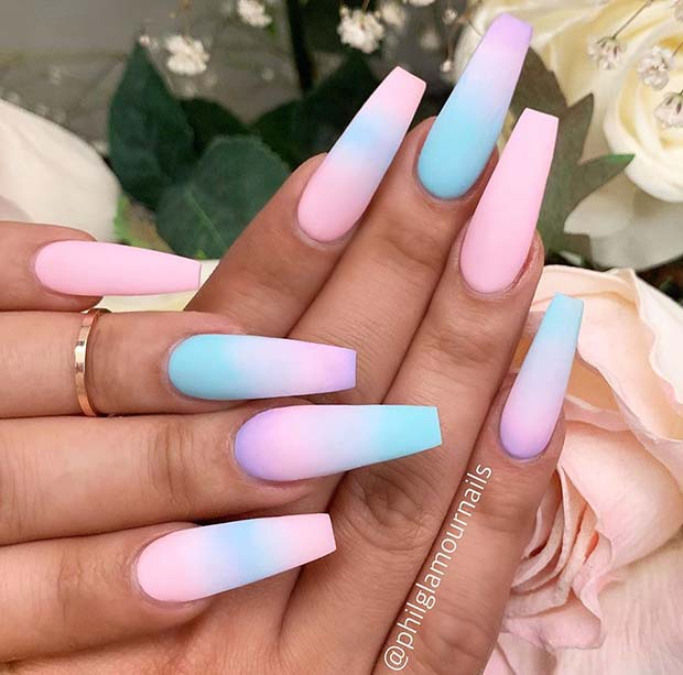 Pretty Blue and Pink Nail Design
