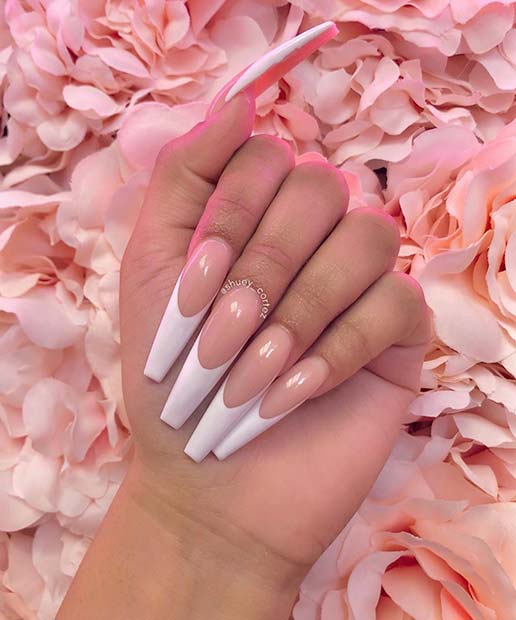 Simple and Glam French Tip Coffin Nails