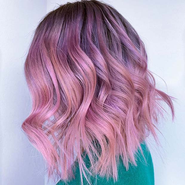 Light Pink Long Bob Hairstyle 