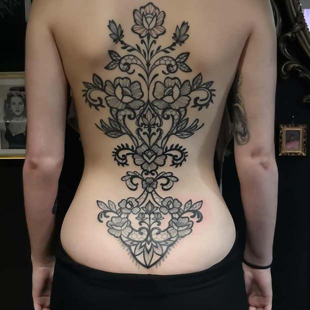 Beautiful Back Lace Tattoo