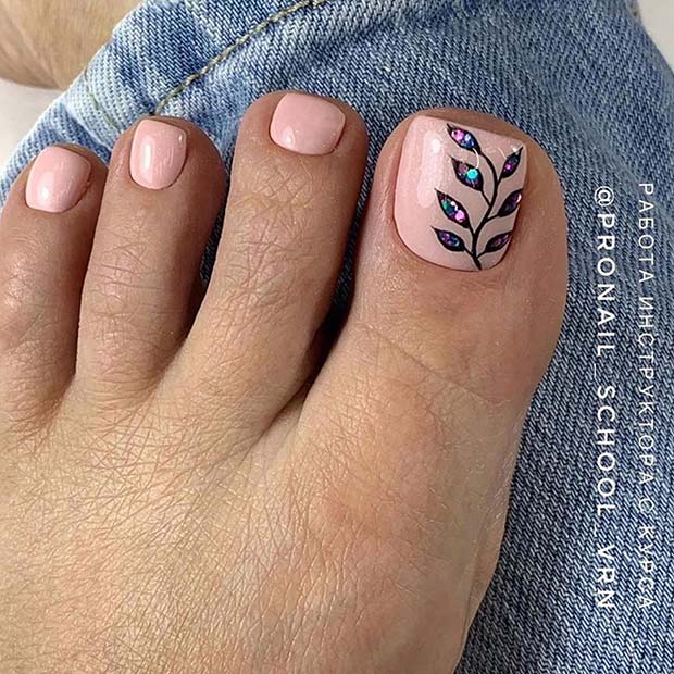Botanical Toe Nail Design