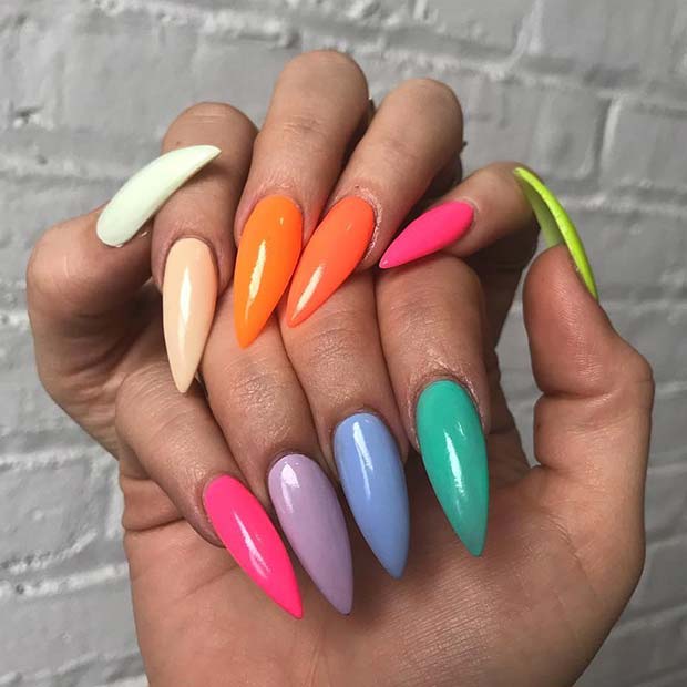 Multi-Colored Stiletto Nails